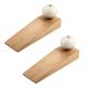 2 Pieces Cream Round Ceramic Wooden Door Stopper